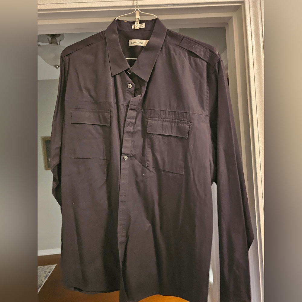 Calvin Klien Mens XL Black Dress Shirt